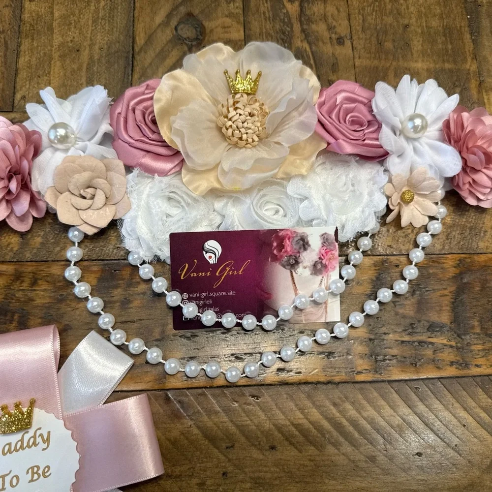Elegant Pink and White Floral Belt for Kids
